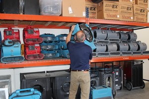 Water Damage Belleville Technician Water Damage Restoration Technician Prepping Air Movers